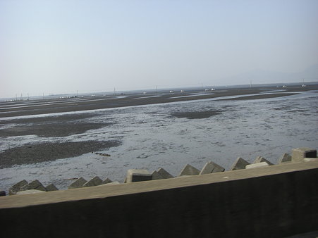 海の中に軽トラが