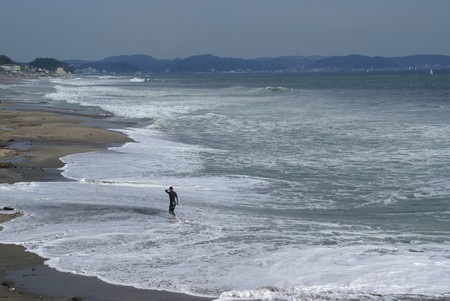 寄せては引いて・・大きな浜辺・・・